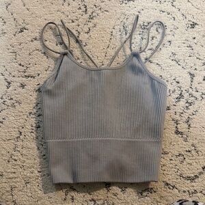 Amazon Gray Ribbed Crop Top